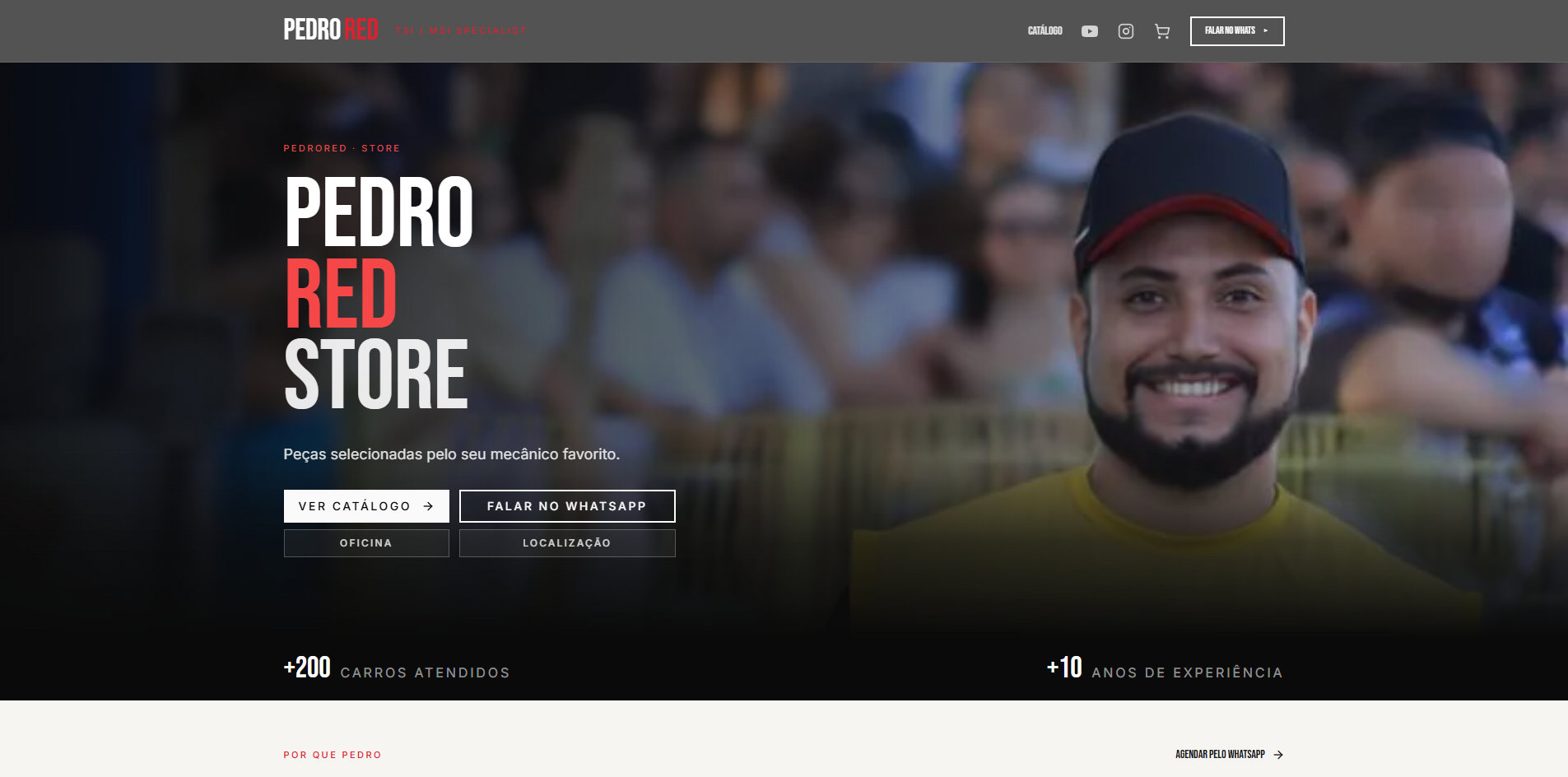 Pedro Red — home da loja de peças no ar